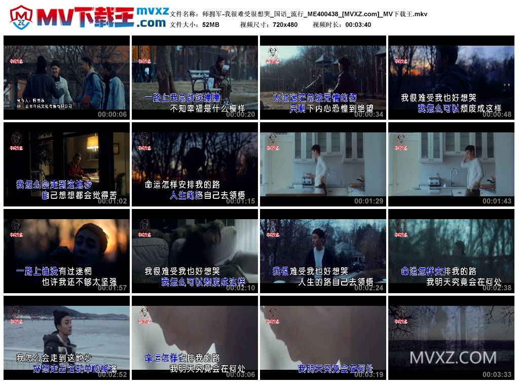 师拥军-我很难受很想哭_国语_流行_ME400438